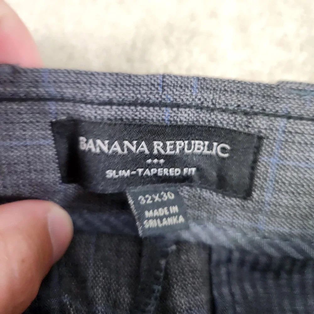 Banana Republic Pants Men 32x27 *READ Slim Ankle Tapered Plaid Trouser Gray